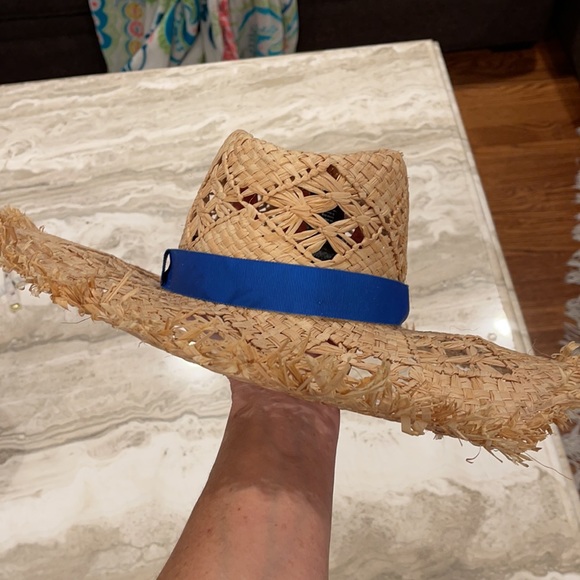 Rag & Bone straw hat with blue ribbon! NWOT - Picture 5 of 11